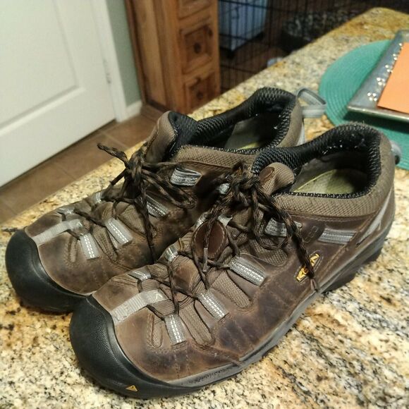 Keen Steel Toe Mens 13 Brown Leather Work Shoes ASTM F2413-11 Hiking - Picture 1 of 11